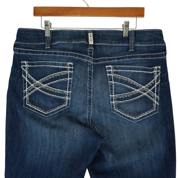 Ariat Real Denim Jeans Womens 34R Mid Rise Stretch Entwined Boot Cut Western - Picture 4 of 14